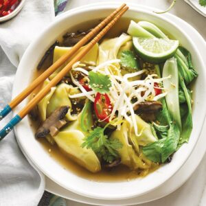 Japanese chicken and white miso dumpling soup