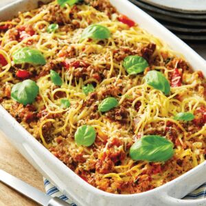 Mediterranean vegetarian spaghetti