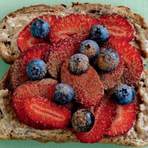 Nut butter, berries and cocoa toast topper
