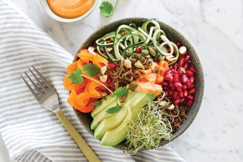 Nutty courgette ‘noodle’ bowl