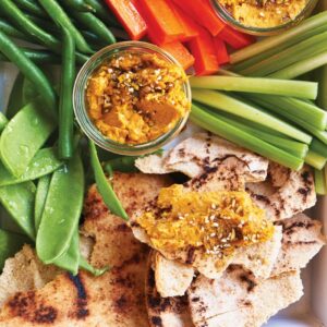 Pumpkin hummus with dippers