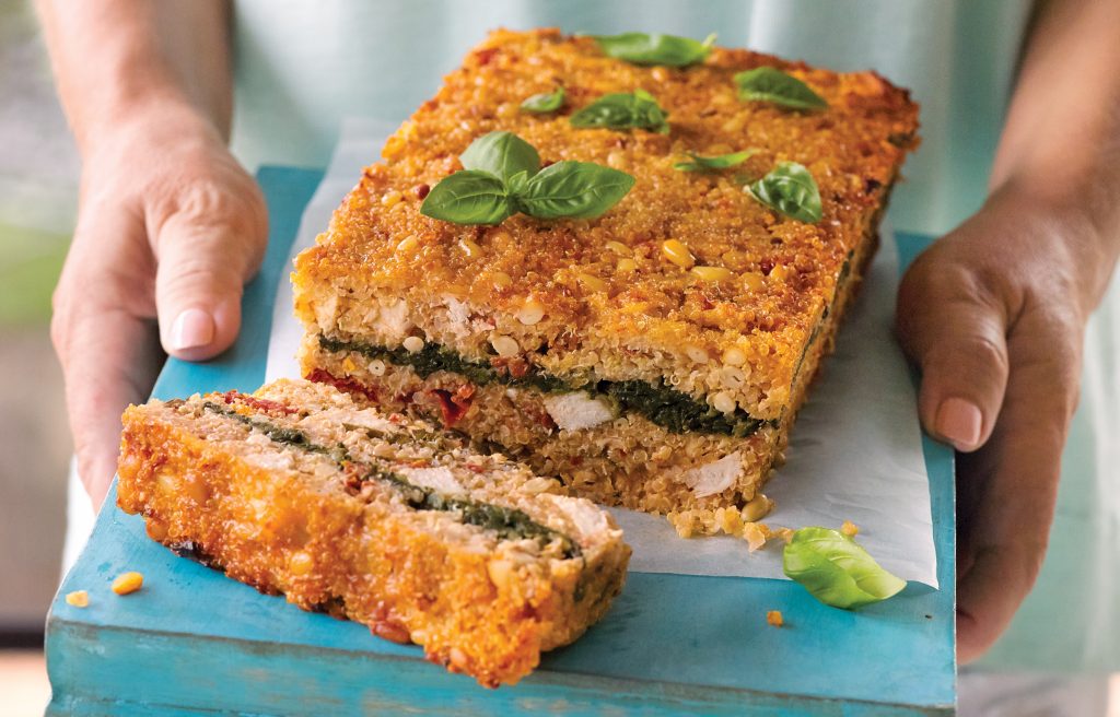 Quinoa loaf with spinach and parmesan