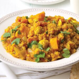 Red lentil dhal with cauliflower and pumpkin