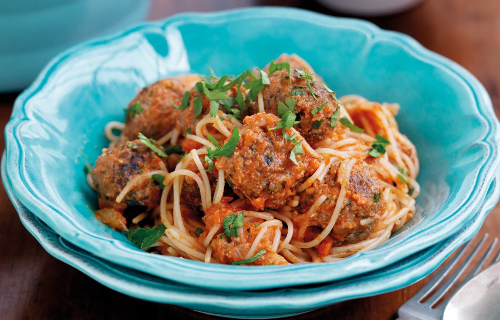 Spaghetti and meatballs with hidden veges