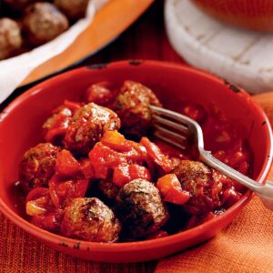 Spiced meatballs with tomato and pineapple chutney