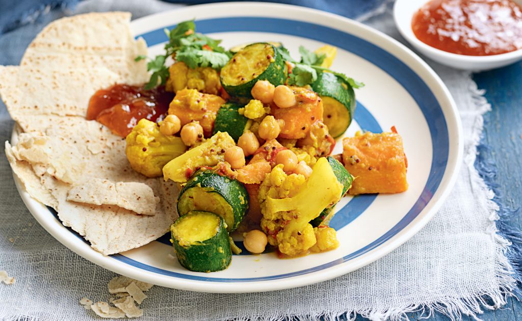 Spiced vegetables and chickpeas