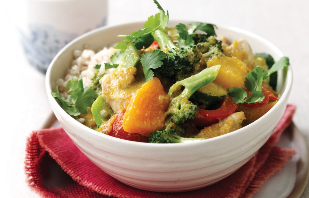 Thai yellow chicken curry with coconut rice