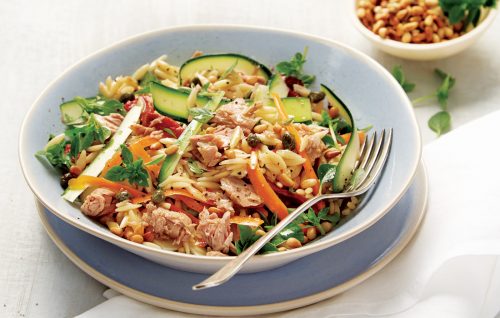 Tuna with vegetable strips and risoni - Healthy Food Guide