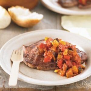 BBQ steaks with caponata