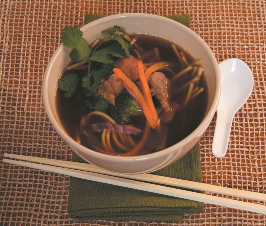 Beef and vege udon noodle soup
