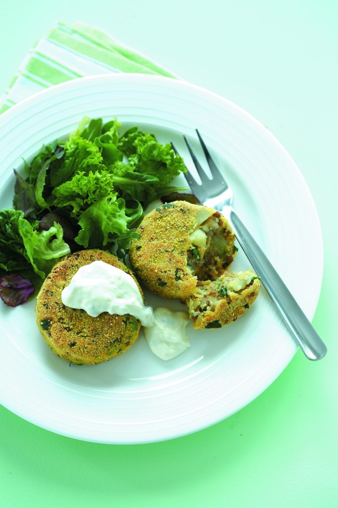 Carrot and lentil patties with tzatziki