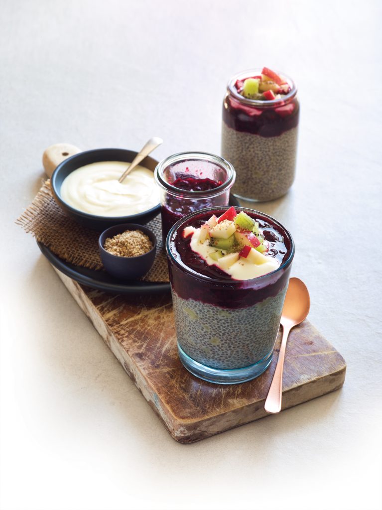 Chia and mixed berry breakfast pudding