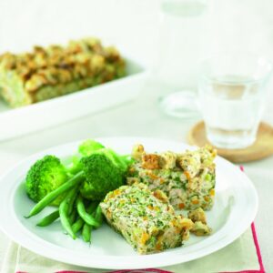 Chicken meat loaf with crunchy topping