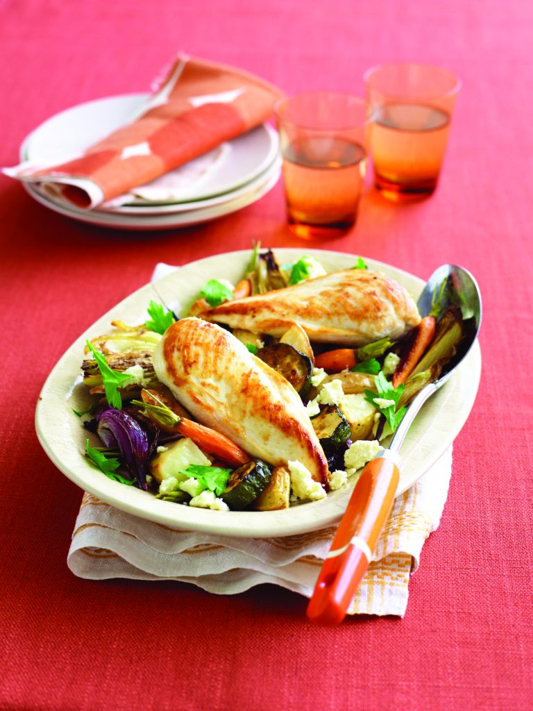 Chicken with roasted veges and feta