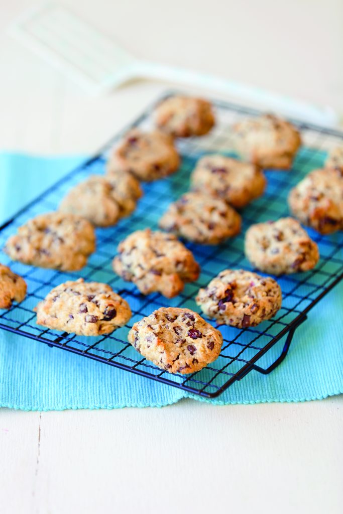 Chocolate chip, cranberry and almond cookies