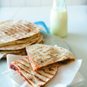 Easy beef and bean quesadillas