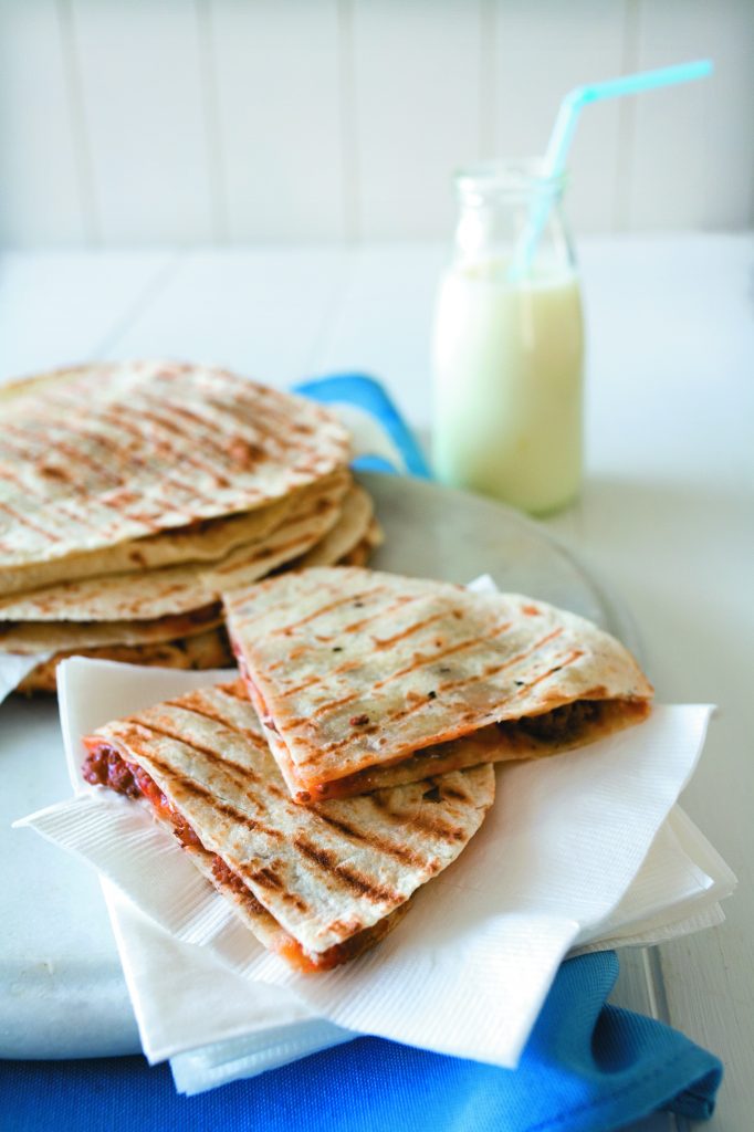 Easy beef and bean quesadillas