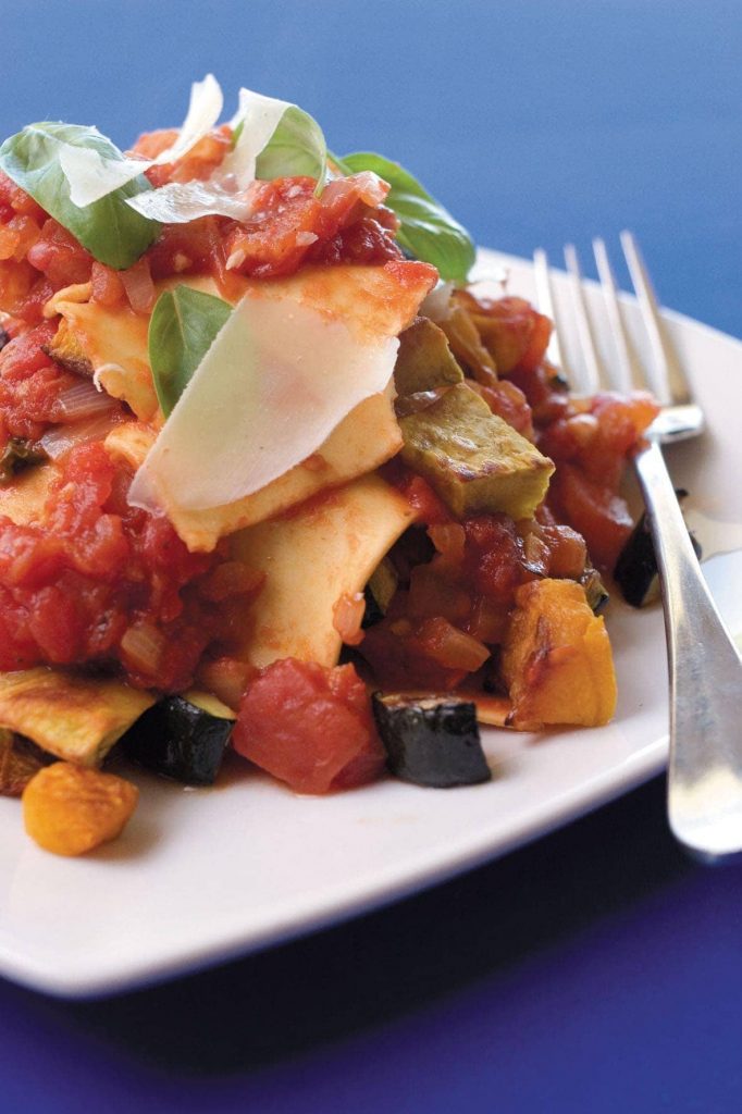 Free-form lasagne with roasted vegetables