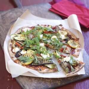 Grilled vegetable and ricotta pizza