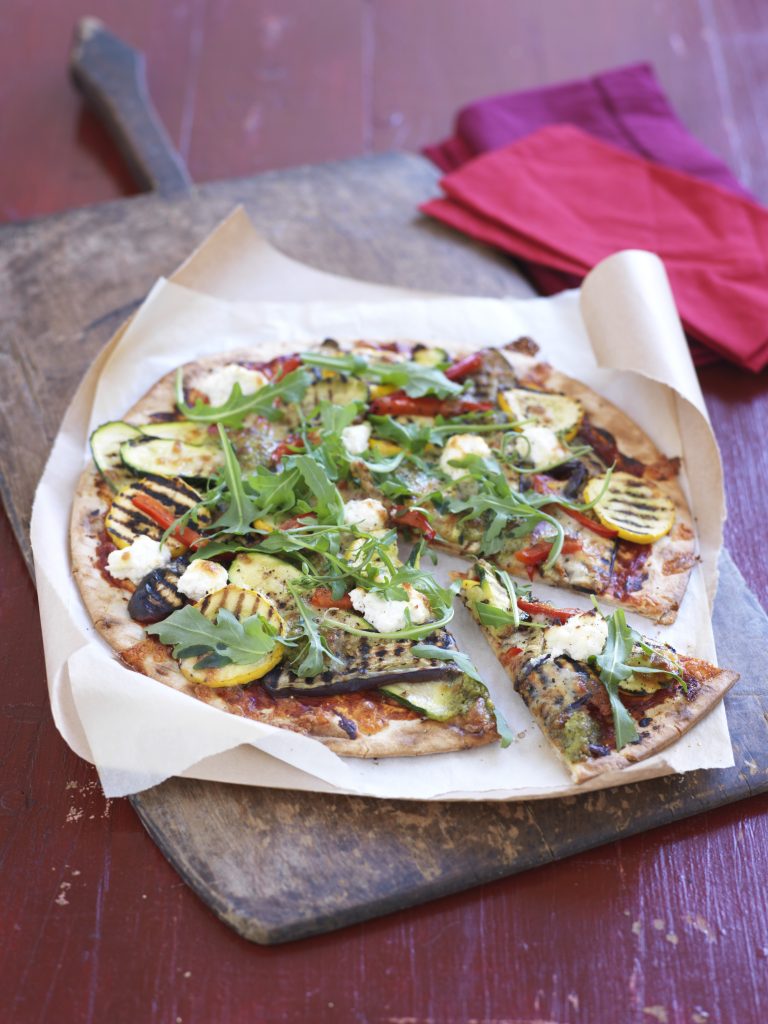 Grilled vegetable and ricotta pizza