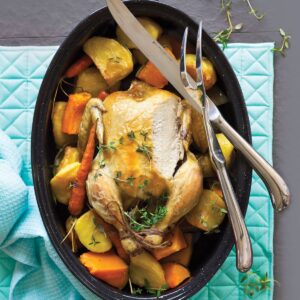 Step-by-step reduced-fat roast chicken