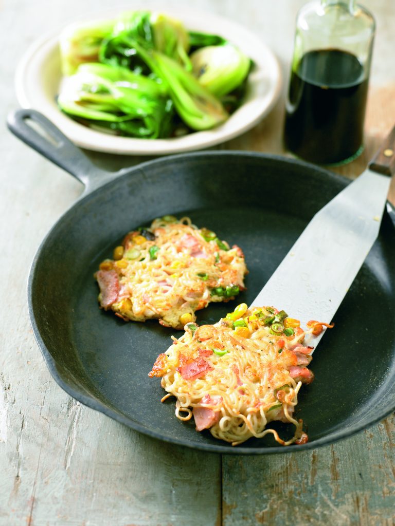 Ham and noodle fritters