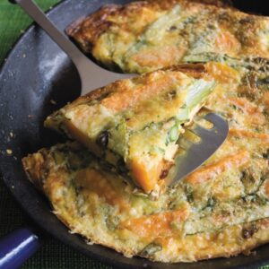Herby frittata with asparagus and cheddar