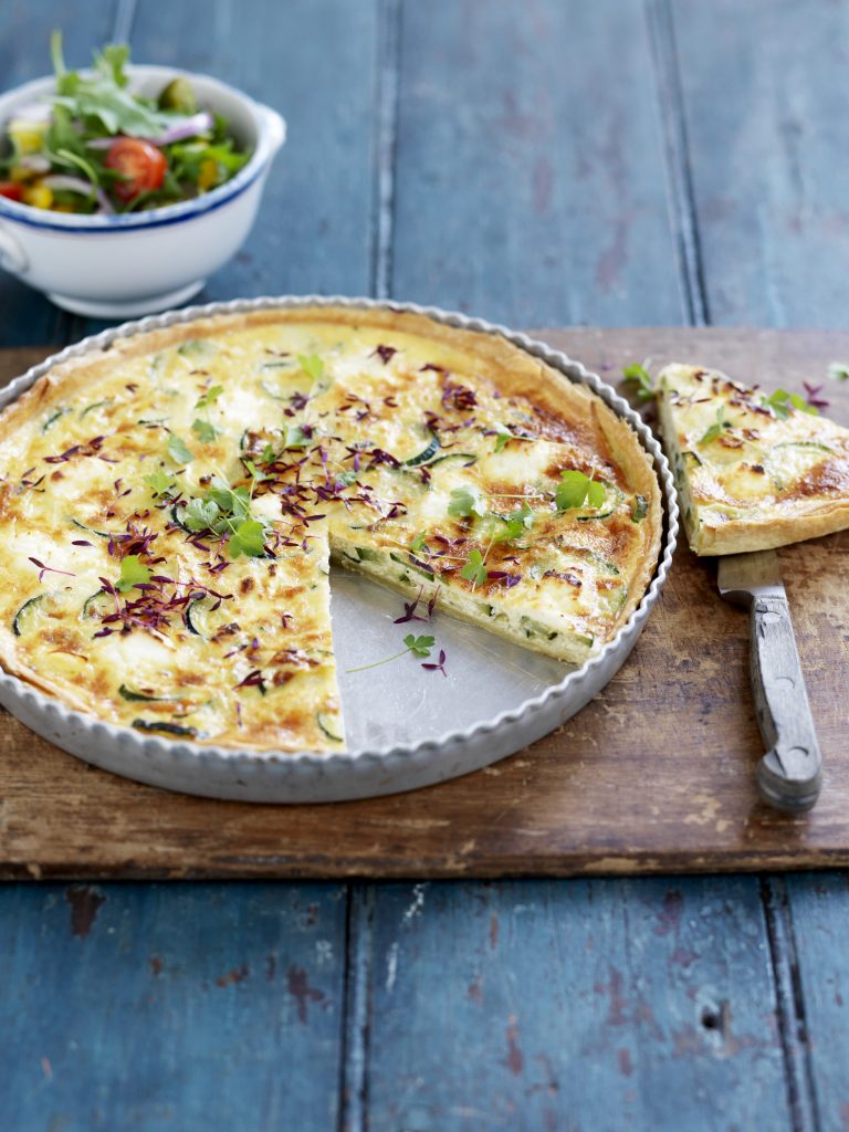 Leek and courgette quiche