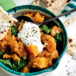 Lentil, pumpkin and spinach dhal