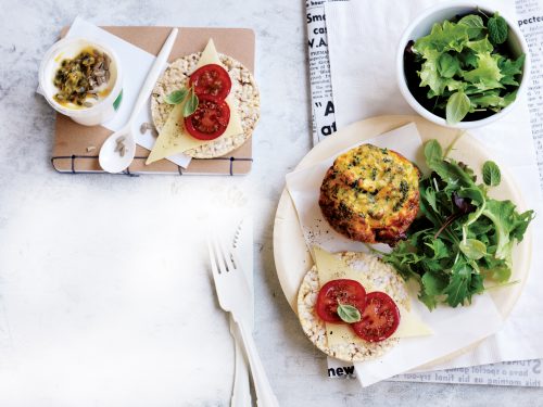 Lunchbox: Broccoli, salmon and herb frittatas + snacks