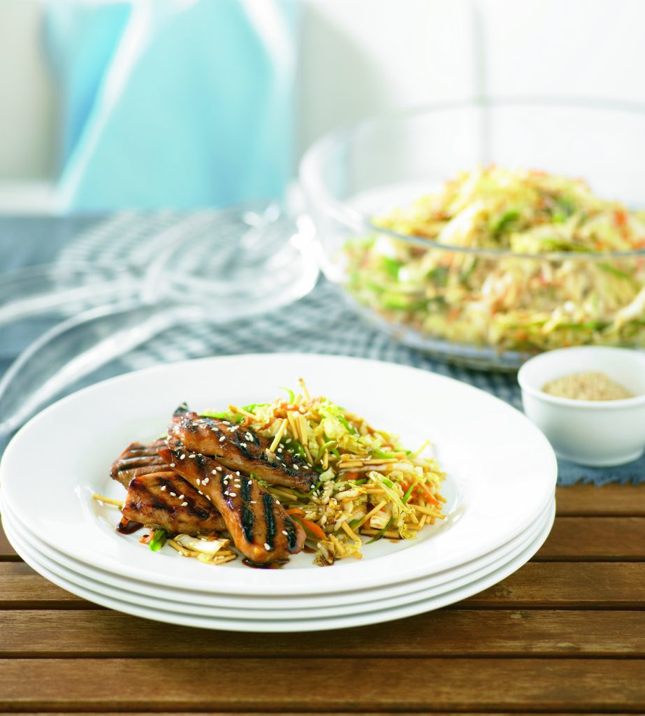 Marinated chicken with Asian coleslaw