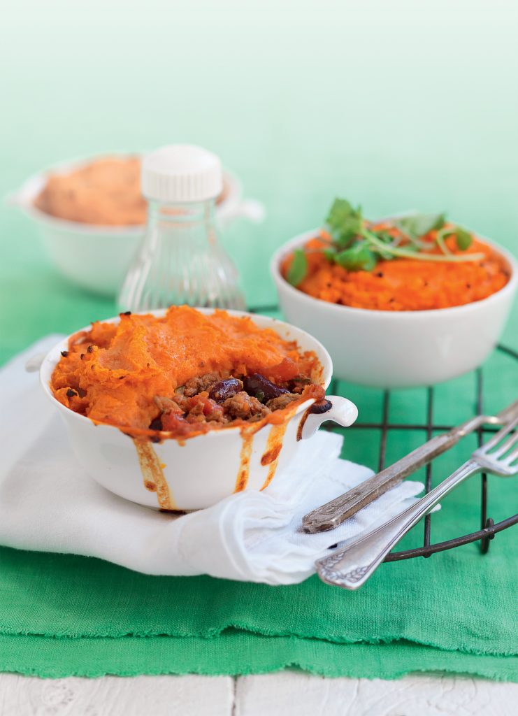 Mexican bean and beef pies with kumara topping
