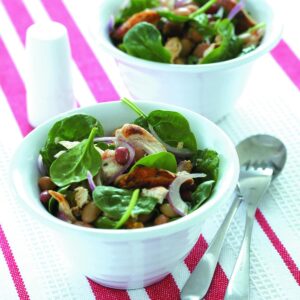 Paprika chicken and four-bean salad