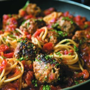 Parsley and fennel meatballs with spaghetti