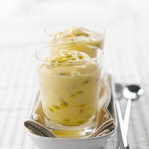 Passionfruit and peach fool