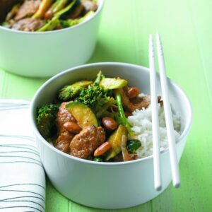 Pork, broccoli and almond stir-fry