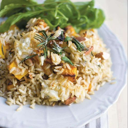 Pumpkin and blue cheese brown rice pilaf