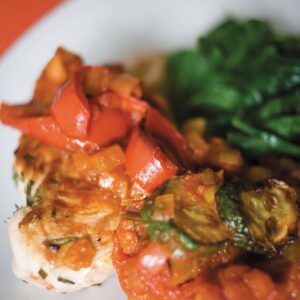 Rosemary chicken with capsicum and tomato sauce