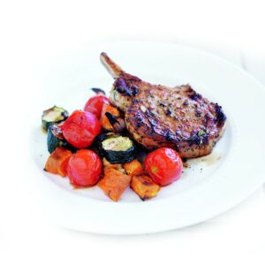 Rosemary pork with roasted veges