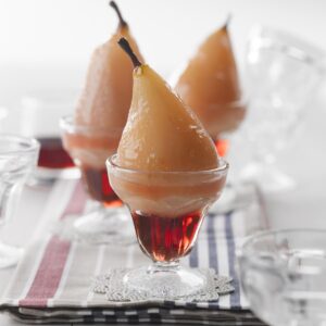 Ruby poached pears
