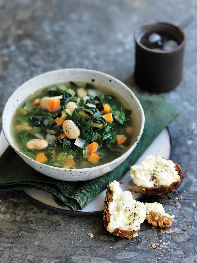 Silver beet and butter bean soup