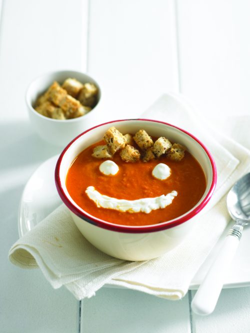 Smiley face tomato soup