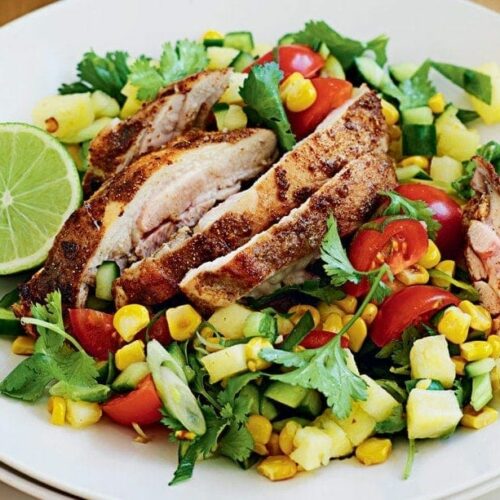 Spiced chicken with sweet corn salad