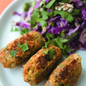 Spicy chickpea koftas with Indian slaw