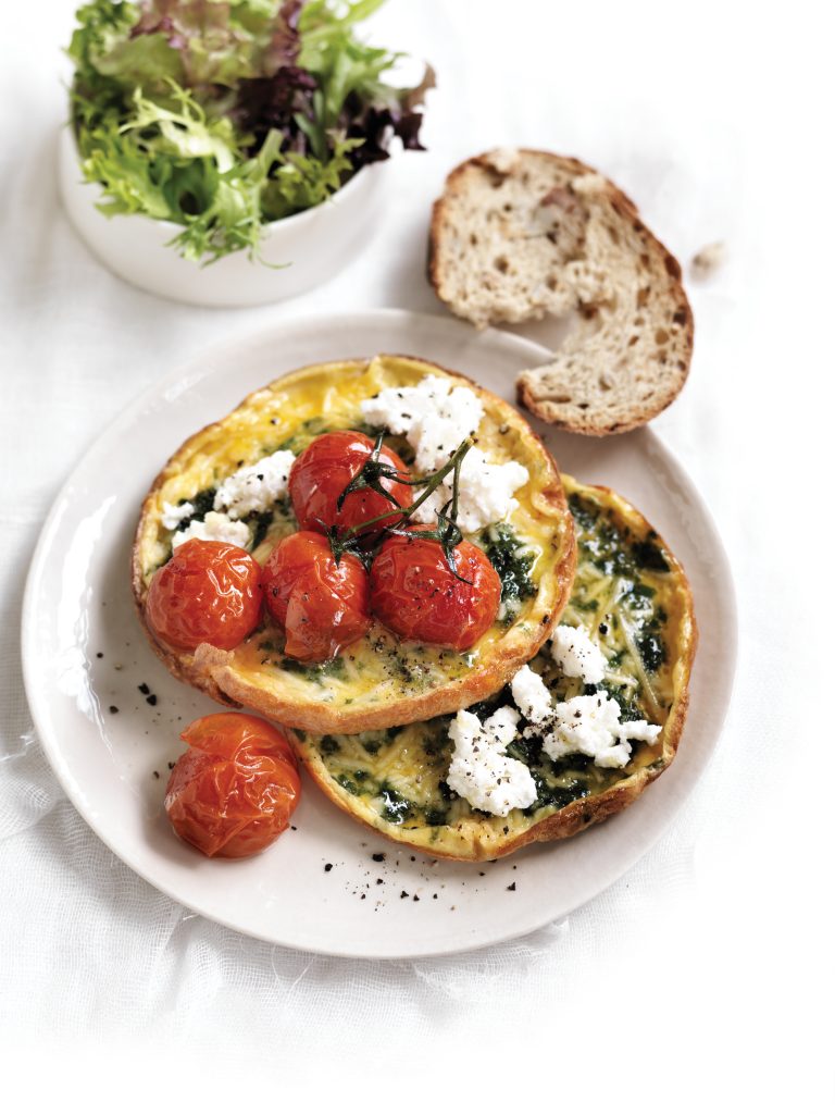 Spinach and ricotta omelette stack
