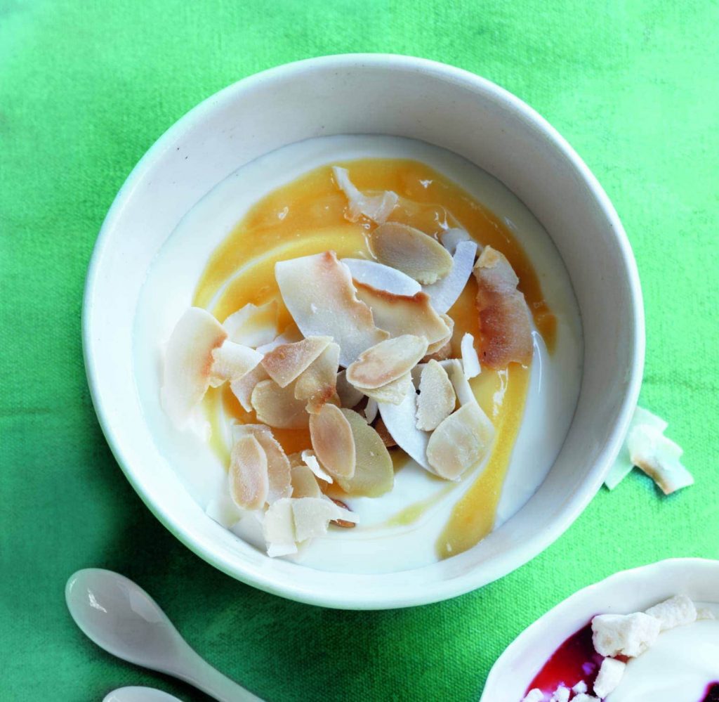 Lemon and coconut swirl yoghurt pots