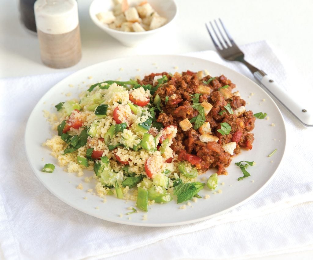 Turkish mince and tabbouleh