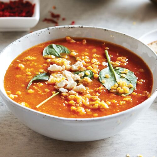 Low-FODMAP spicy lentil soup