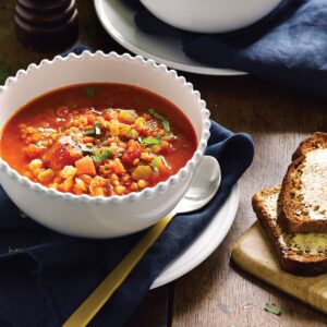 Hearty tomato and red lentil soup