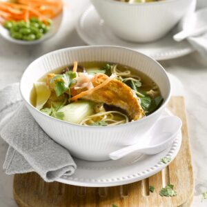 Soba noodle soup with fish and shiitake